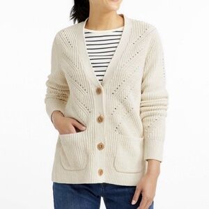 NWT LL Bean Linen Cotton Button Up Cardigan Sweater